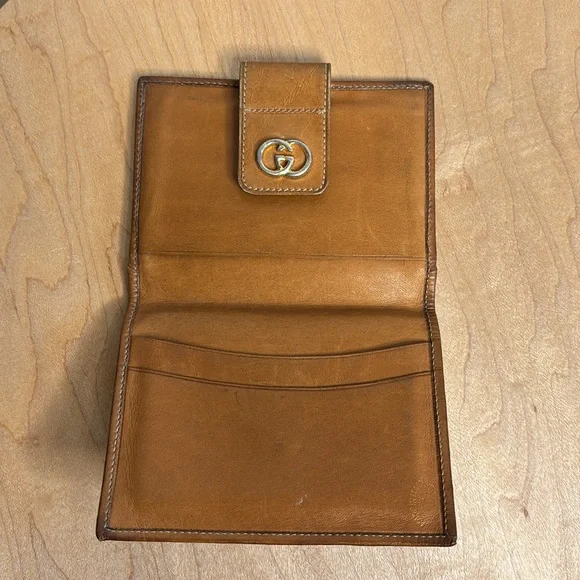 vintage Gucci wallet brown with leather late 70s, early 80s interlocking G